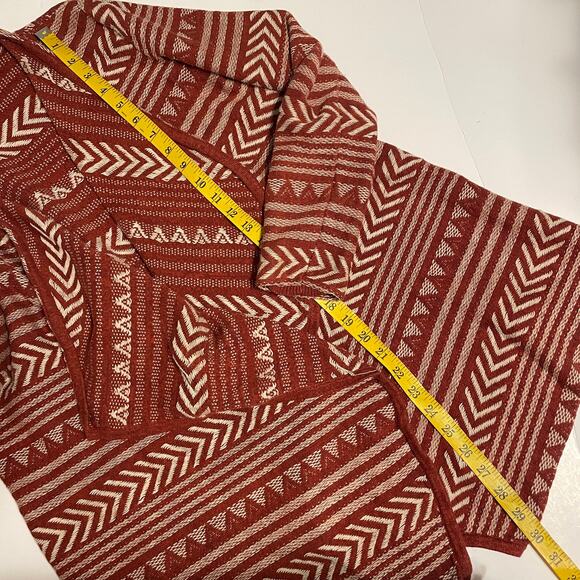 Lucky Brand Aztec Open Cardigan Womens Medium Rust Draped Sweater Topper Casual - Picture 8 of 8